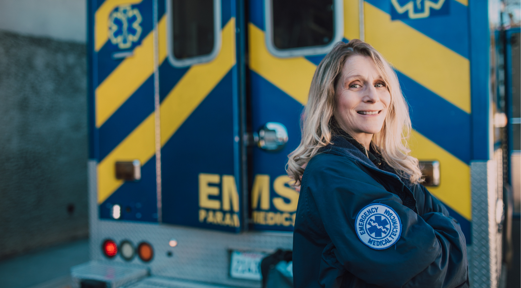 Photo of EMT Technician near ambulance